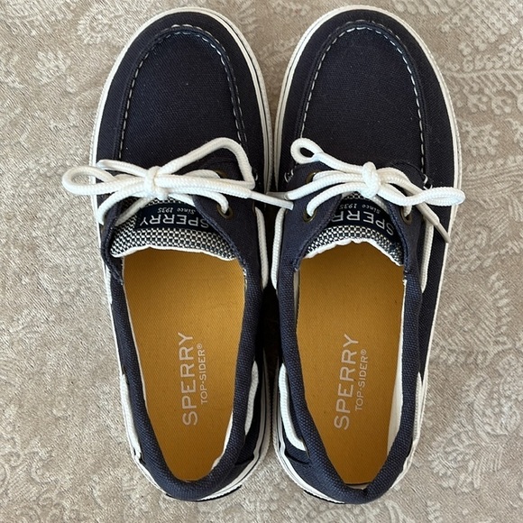 Brand New Sperry Top-Sider Hook & Loop Navy Nautical Boat Shoes Lace Up Loafers - Picture 9 of 16